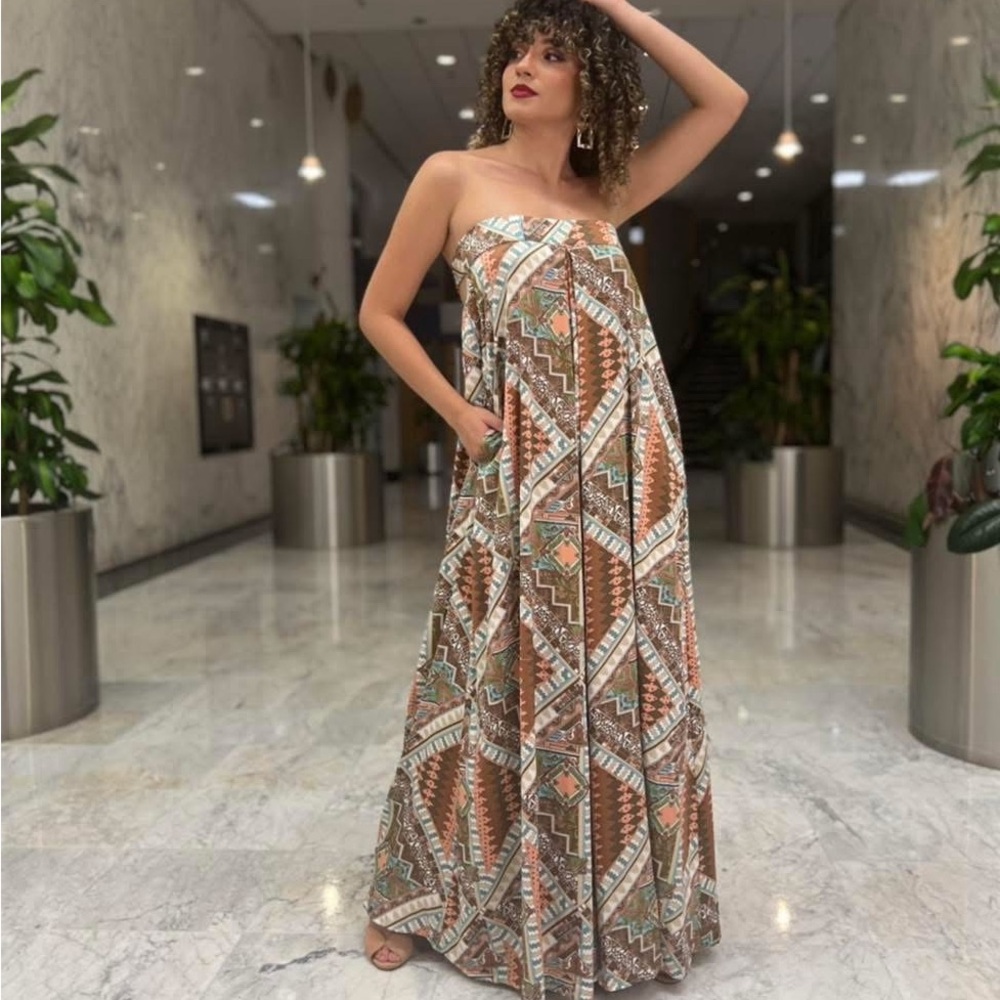 Bohemian Strapless Maxi Dress